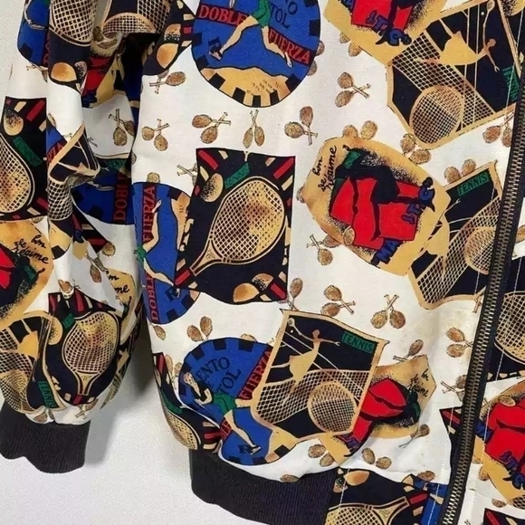 Vintage Lavon Sport Tennis Themed Zip Front Bomber Jacket Women's Size Small - Picture 5 of 11